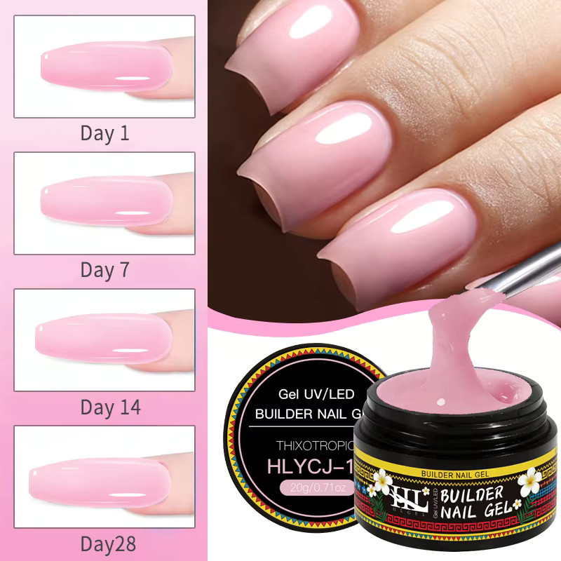 HLGEL Hartgel für Nagelverlängerung, milchig-weiß, glänzend, 20g - Bild 2