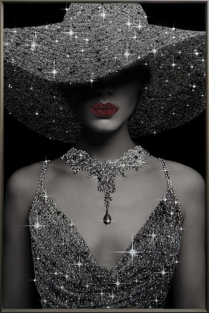 Glamouröses Bild LADY DIAMONDS in Silber, B: 120,0 cm, H: 80,0 cm, T: 3,5 cm - Bild 1