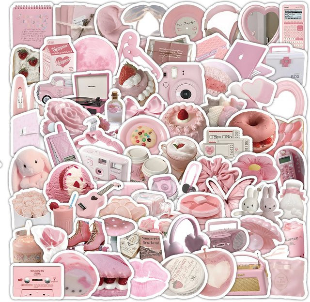 103 Stück Niedliche Rosa Mini-Dekor-Sticker für Tagebücher und DIY-Basteleien von Papery Pop Store - Bild 1