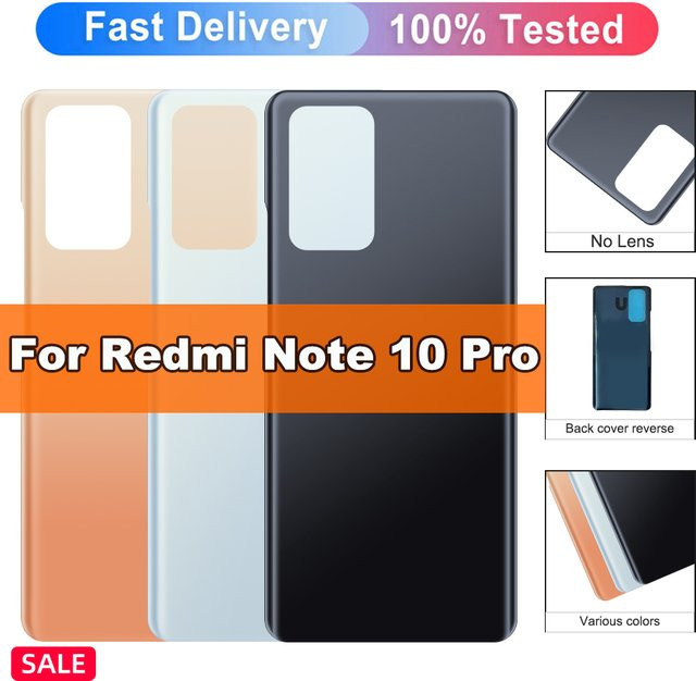 Xiaomi Ersatz-Rückseite für Redmi Note 10 Pro, Hartschalen-Batteriegehäuse mit Klebstoff, Farbe: Schwarz, Modell: M2101K6G - Bild 1
