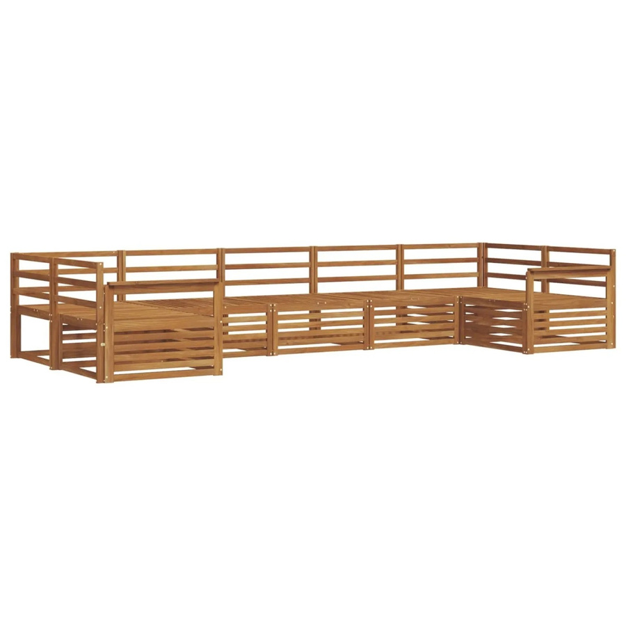 vidaXL Sofagarnitur aus Massivholz Akazie in Braun, 7-teiliges L-Shape Ecksofa Set mit Latten-Design - Bild 2