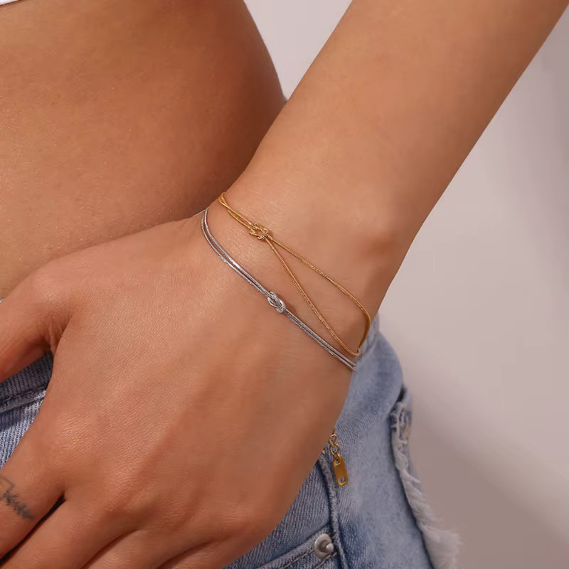LENNIK Armband, Edelstahl, 18K Gold überzogen, Doppel-schicht, Unisex - Bild 2