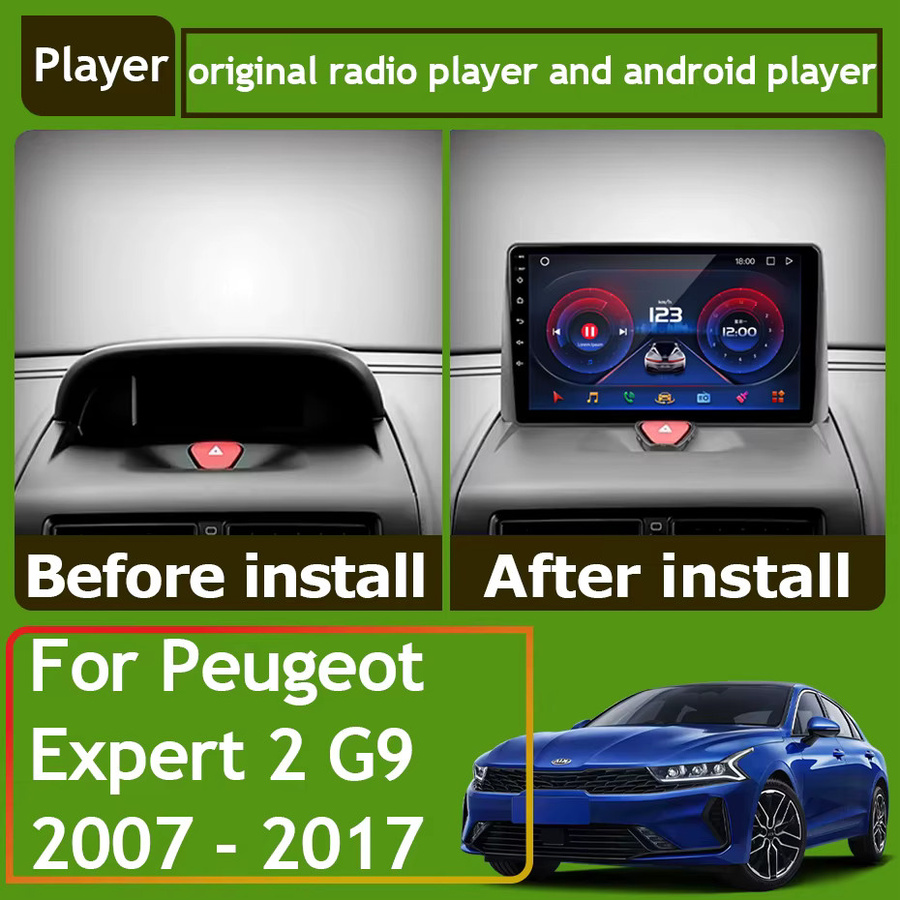 FengShiDa Autoradio mit GPS und Android Auto sowie Apple CarPlay für Peugeot Expert 2, Citroen Jumpy, Fiat Scudo und Toyota Proace (2007-2017), Schwarz - Bild 2
