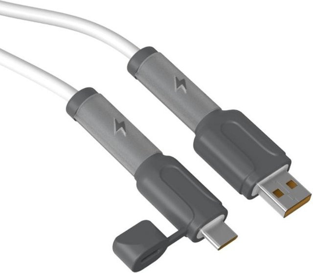 2 Stück Wiederverwendbarer Silikon-Kabelschutz für USB-C Ladekabel in Grau von Wonderlands - Bild 1