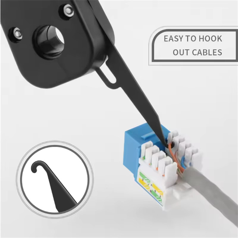 AOKIN Punch Down Tool mit Drahtschneider und Messer für RJ45 Keystone Jack, Netzwerkkabel und Patchpanel in Grau und Schwarz - Bild 5