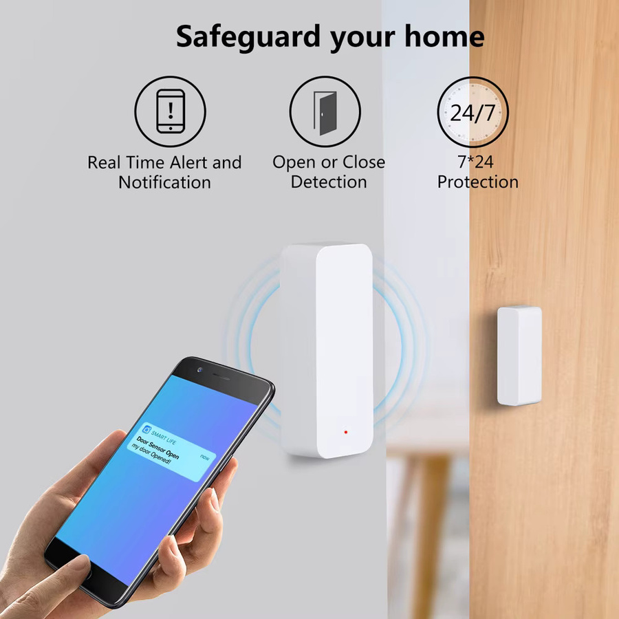 Tuya WiFi Zigbee Tür- und Fenstersensor in Weiß für Smart Home mit App-Fernbedienung, kompatibel mit SmartLife, Yandex und Alexa - Bild 2