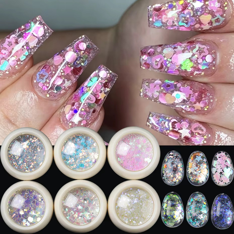 Full Beauty Nageldekoration Glitzerflocken, Schimmernd, 6 Boxen - Bild 2