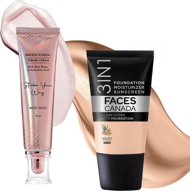 FACESCANADA Glow Kit, Strobe Cream Rose Gold, Mini Foundation Rose Ivory Matt, Damen - Bild 1