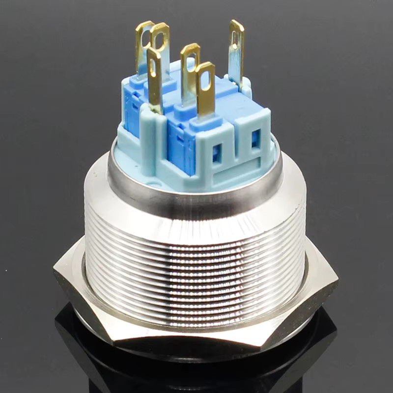 ELECAPITAL LED Push Button Schalter aus Edelstahl mit Power Symbol, wasserdicht, Farbe: Silber/Gelb, Durchmesser: 30 mm - Bild 2
