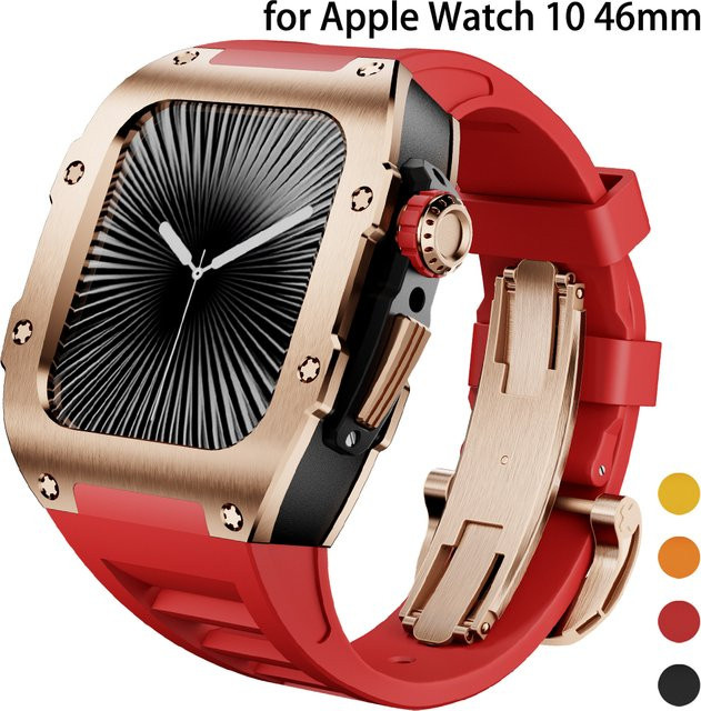 Geekthink Uhrenarmband-Set für Apple Watch Series 10, 46 mm, Edelstahl, Silikon, Unisex - Bild 1