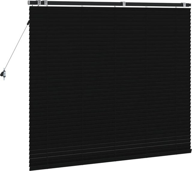 vidaXL Venezianische Jalousie aus Holz in Schwarz, B/H: 135 x 130 cm, Lamellenbreite: 35 mm - Bild 1