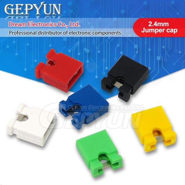 100 Stück Jumper Shorting Caps und Header Set mit Wire Housings, Pitch 2,4 mm, Farben: Rot, Schwarz, Gelb, Weiß, Grün, Blau, für Arduino - Bild 1