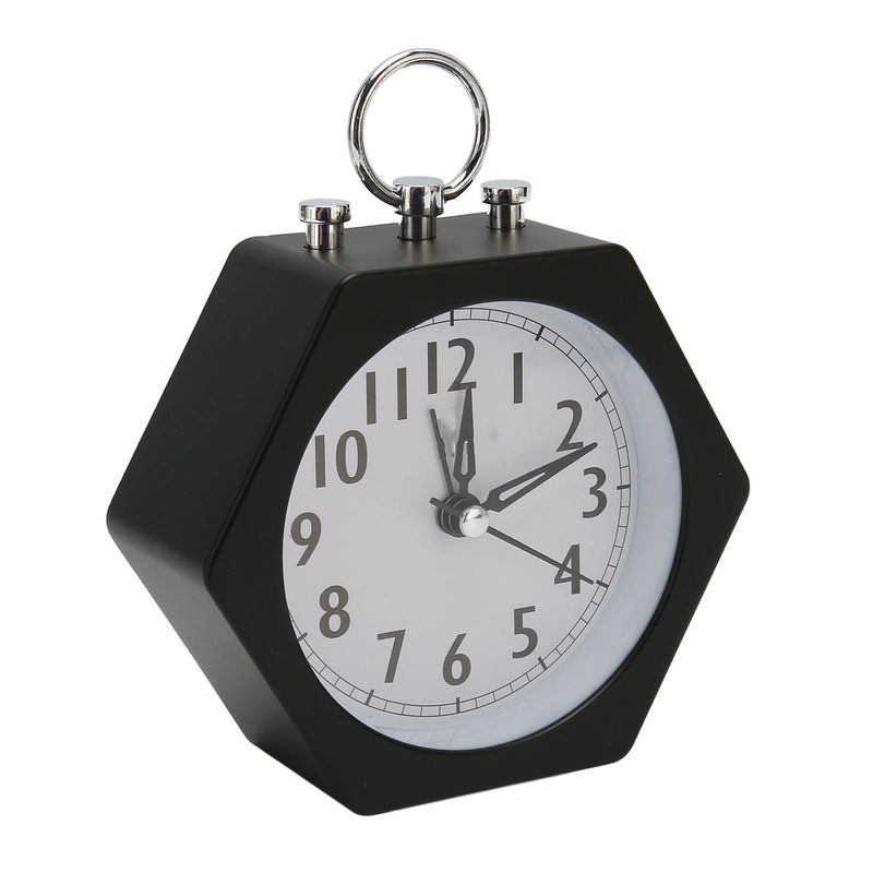 Tooarts Polygon Wecker Analog aus Metall in Schwarz, minimalistisches und geometrisches Design, B/T/H: 11,3 x 11,3 x 11,3 cm - Bild 4