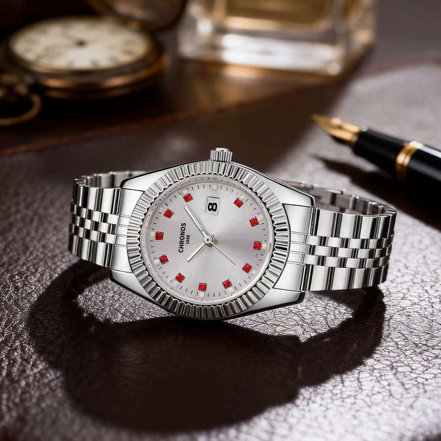 Chronos Armbanduhr Quarz, Edelstahl, 32 mm, Silber, Zirkonia, Damen - Bild 2