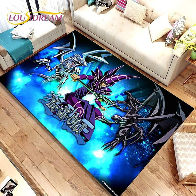 Yu-Gi-Oh Monster Card Anime-Teppich von YunhengTechnology in Blau, rutschfeste 3D Bodenmatte für Kinder, Breite: 100 cm, Tiefe: 120 cm - Bild 1