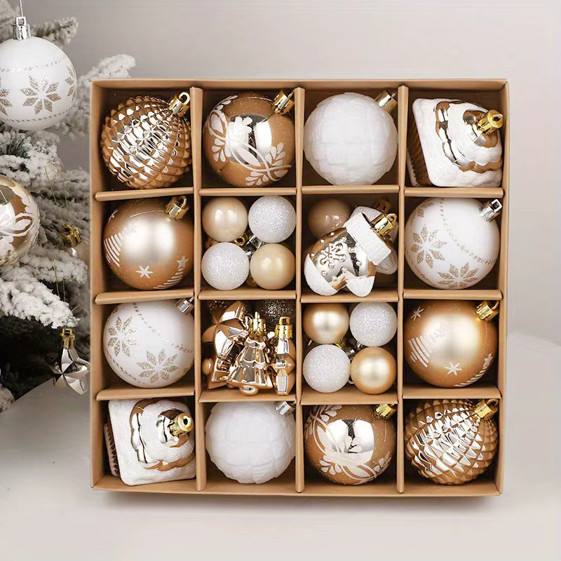 CYZIWEIN Weihnachtskugeln Gold, 42 Stück Christbaumschmuck Anhänger aus Kunststoff für Weihnachten und Silvester - Bild 3