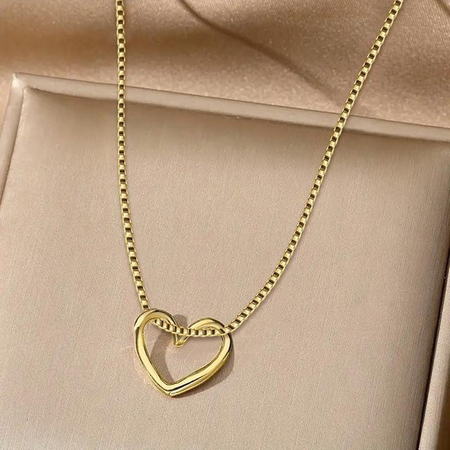 YIRAN Jewelry Halskette, Herz Anhänger, 925 Silber, Gold, Unisex - Bild 1