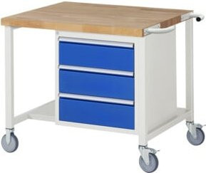 Rau Fahrbare Werkbank 8157 mit 3 Schubladen, grau/mehrfarbig, B/T/H: 100 x 90 x 88 cm - Bild 1