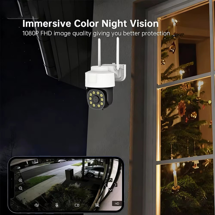 Tuya Smart 5MP HD IP PTZ WLAN Überwachungskamera für Außenbereich mit Auto-Tracking und Menschenerkennung, Weiß - Bild 3
