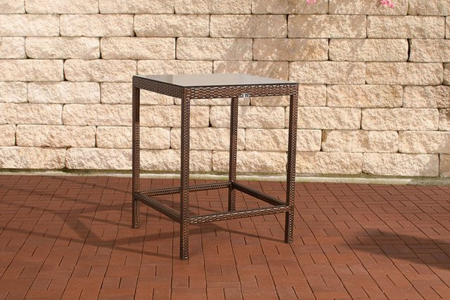 TPFGarden Tisch Alina aus Polyrattan in Braun-Meliert mit Glasplatte und Metallgestell - Bild 1
