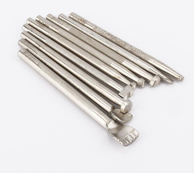 Craftool 9-teiliges Leder-Werkzeugset für die Sattlerarbeit in Grau und Silber aus Stahl - Bild 1