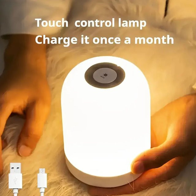 Ouelico Touch-Nachtlicht in Weiß, dimmbare Mini-Schreibtischlampe mit warmweißem Licht für Schlafzimmer und Wohnzimmer - Bild 1