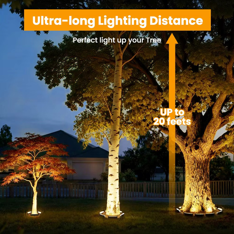 LED-Baumumfassungsleuchte Warmweiß IP65 Wasserdicht mit Erdspieß, Schwarzer Baumscheinwerfer aus Aluminium und Glas für Garten und Hof - Bild 5