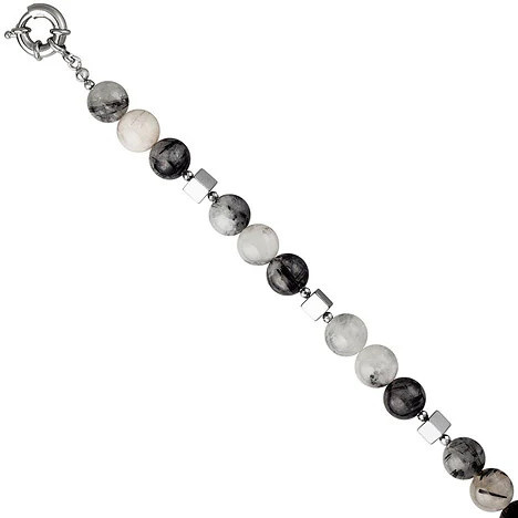 Colfem Halskette Rutilquarz mit Hämatin, grau, 45 cm, Unisex - Bild 1
