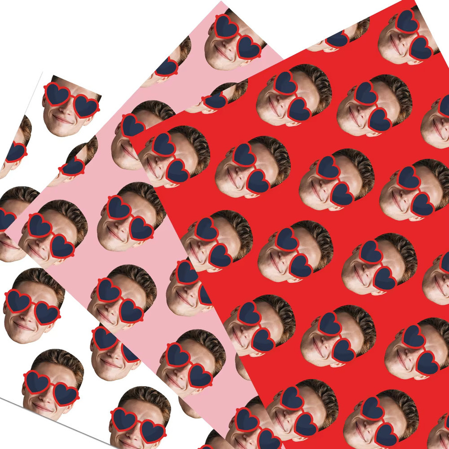 Personalisiertes Geschenkpapier von WEIGAO mit lustigen herzförmigen Brillen für Valentinstag, Geburtstag oder Hochzeiten, Mehrfarbig - Bild 3