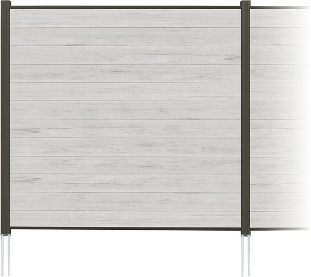 ELEPHANT Zaunset Siena Line Zaunsystem zum Einbetonieren mit 10 Zaunbrettern und Pfosten, Farbe: beige/anthrazit, Höhe: 180 cm, Breite: 939 cm, Tiefe: 14 cm - Bild 1