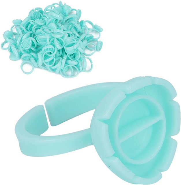 Koogeelife Wimpernkleberhalter Ringbecher, 100 Stück, hellblau, Unisex - Bild 1