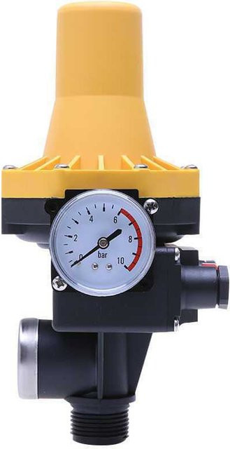 Automatischer Wasserpumpen-Druckregler mit Messgerät und Start-Stopp-Schutz bei Wassermangel in Gelb - Bild 1