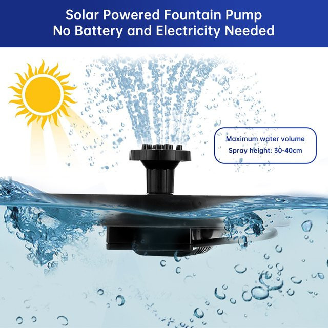 Solar-Wasserpumpe für Springbrunnen mit 4 Düsen und 150 l/h Förderleistung für Garten und Vogelbad - Bild 1