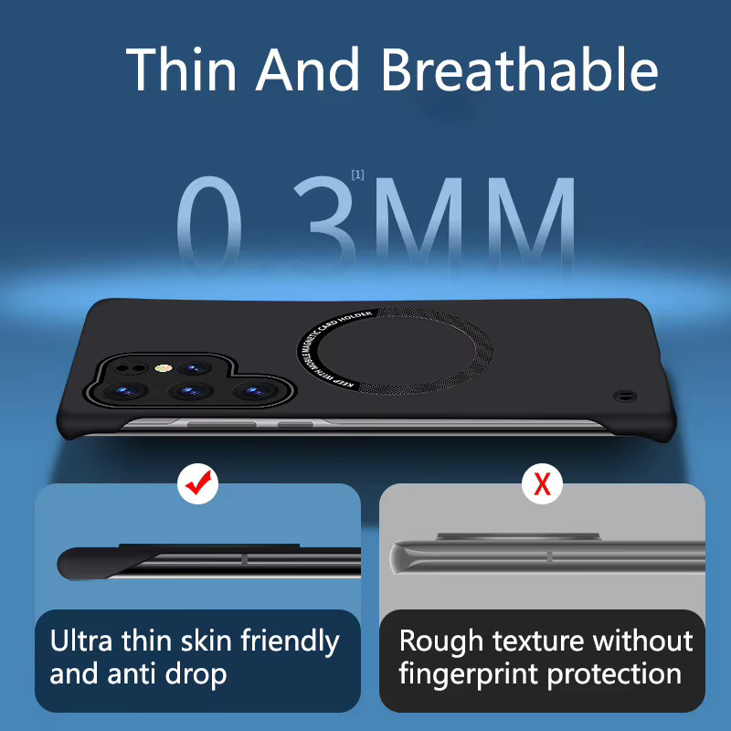 Ultra dünner rahmenloser Magnet für MagSafe kabelloses Laden für OnePlus 12 11 10 9 Pro Ace 2V Pro kühlende Kunststoff Abdeckung in Schwarz oder Orange - Bild 3