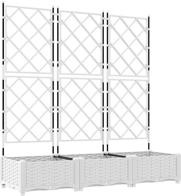 vidaXL Garten-Pflanzgefäß Set aus Stahl in Weiß, 3 Stück, B/T/H: 40 x 40 x 125,5 cm - Bild 1
