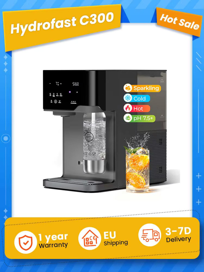 Hydrofast C300 RO Tischwasserfilter in Grau: Auftisch-Wasserreiniger mit 6-Stufen-Filtration, UV-Sterilisation und Sprudelwasserfunktion, 5L Rohwassertank und 1,5L Reinwassertank - Bild 9