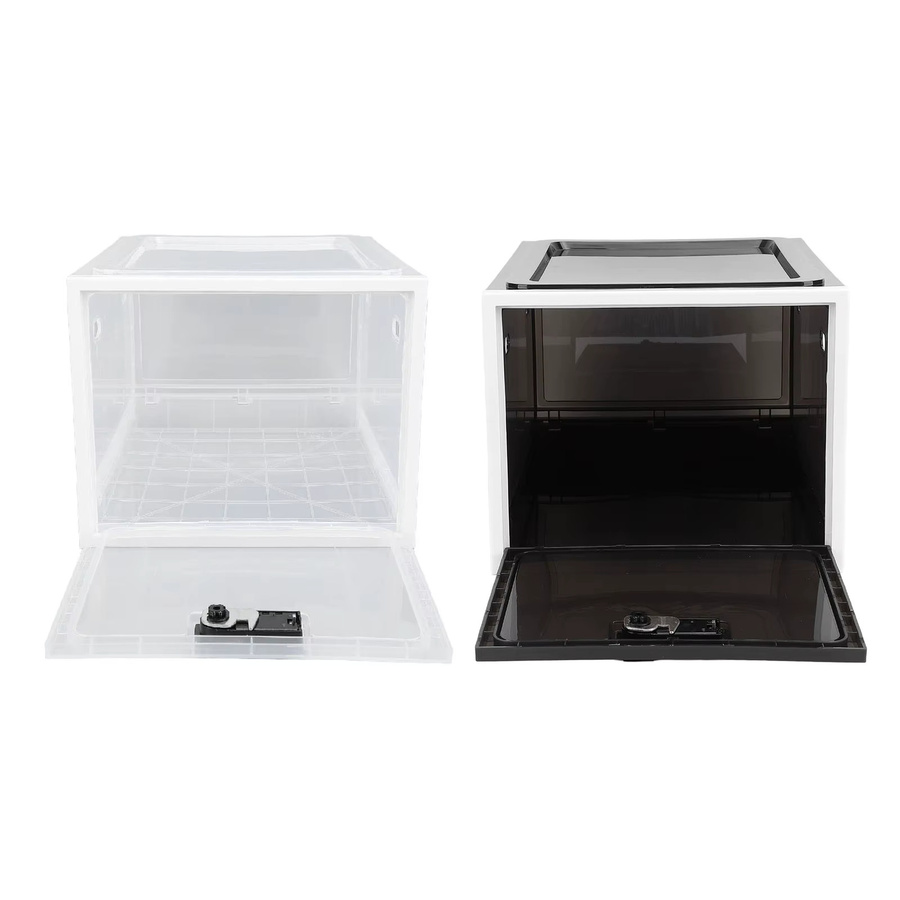 Qiilu Abschließbarer Kühlschrank-Aufbewahrungsschrank aus Kunststoff, weiß und transparent, multifunktionaler Schrank für Lebensmittel und Medizinbox - Bild 3