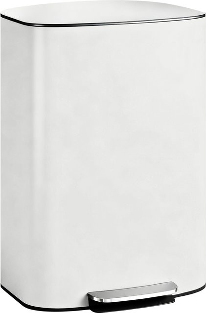 HOMCOM Mülleimer Küche aus Edelstahl mit 50 Liter Fassungsvermögen, Cremeweiß, B/T/H: 45,1 x 36,5 x 62,6 cm - Bild 1