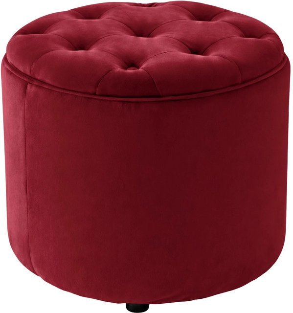 CLP Sitzhocker Pantin Chesterfield aus Samt in Rot, B/T/H: 44 x 42 x 42 cm - Bild 1