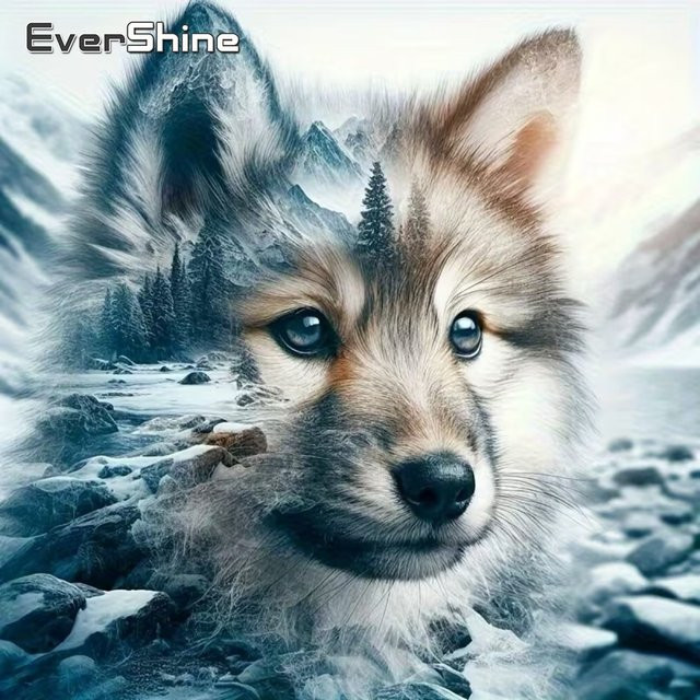 EverShine DIY Diamant-Mosaik Wolf Tiermalerei Set in Multicolour, Breite: 20 cm, Höhe: 20 cm - Bild 1