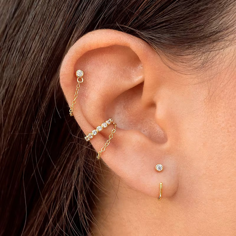 YUXINTOME Ohr Clip, Gold, Zirkonia, Damen - Bild 1