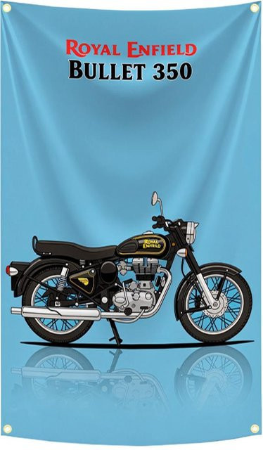 Royal Enfield Flagge Klassische 350 Wandteppich aus Polyester mit Digitaldruck für Garage und Außen Dekoration von JMG Household Supplies B/H: 60 x 90 cm - Bild 1