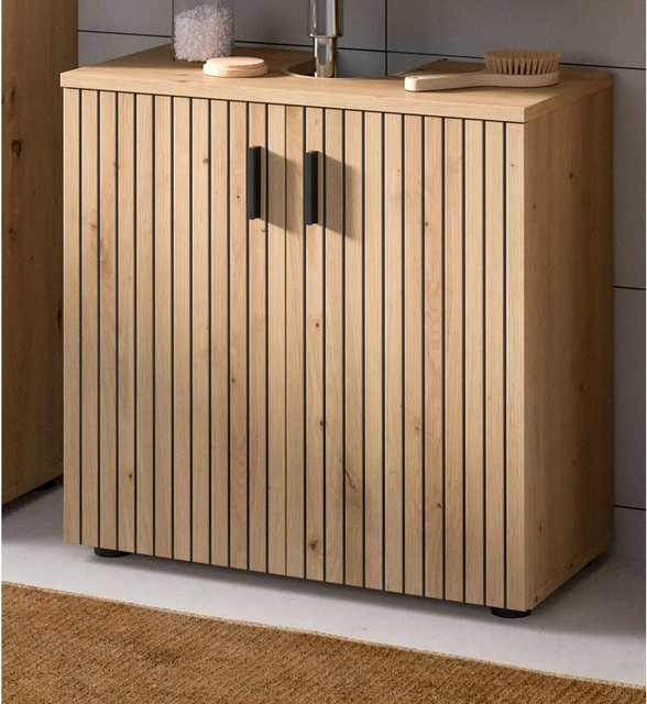 Inn.Furn Waschbeckenunterschrank Livia in Eiche Braun, B/T/H: 80 x 59 x 60 cm - Bild 1