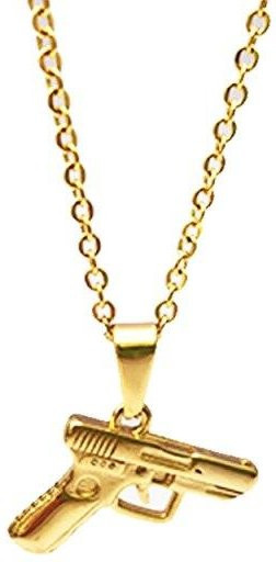 Wucifang Jewelry Halskette, Pistolen Anhänger, Edelstahl, Gold, Herren - Bild 1
