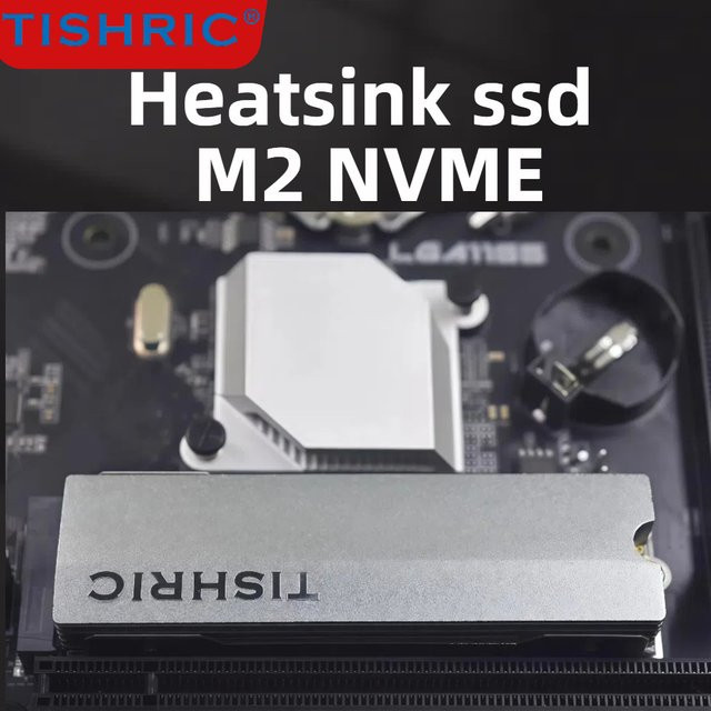 TISHRIC M.2 2280 NVMe SSD Kühler aus Aluminiumlegierung mit Wärmeleitpad in Silber - Bild 1