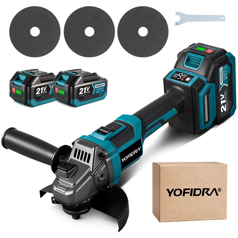 YOFIDRA Bürstenloser kabelloser Winkelschleifer mit 125 mm Scheibendurchmesser und M14 Gewinde, blau, kompatibel mit Makita LXT Akkus - Bild 7