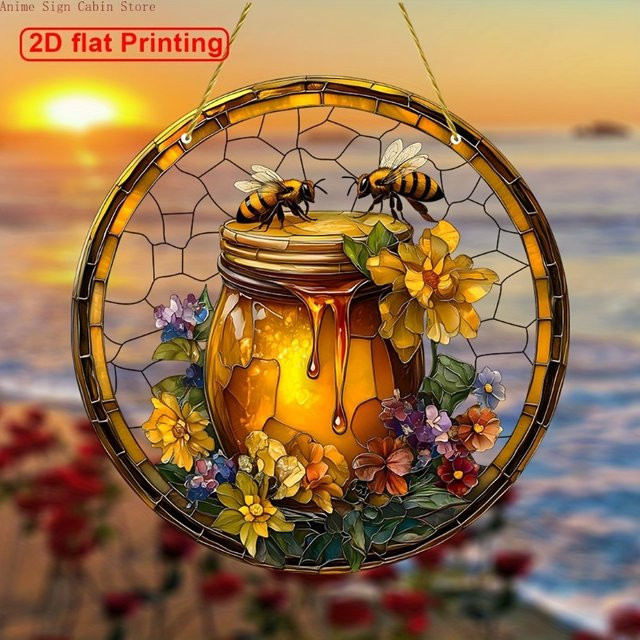 Potdemiel Sonnenfänger Rundes Acryl-Deckenmobil mit Tier- und Blumenmotiven in Mehrfarbig, Durchmesser: 20 cm - Bild 1