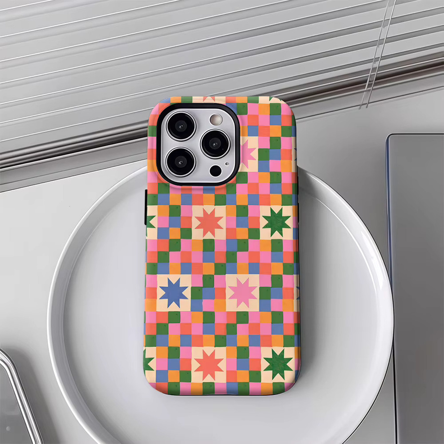 Star Check Magnetische Handyhülle für iPhone 17 16 15 14 13 Pro Max Plus in Multicolour – Robuste Einzel- und Doppelschicht-Schutzhülle - Bild 4