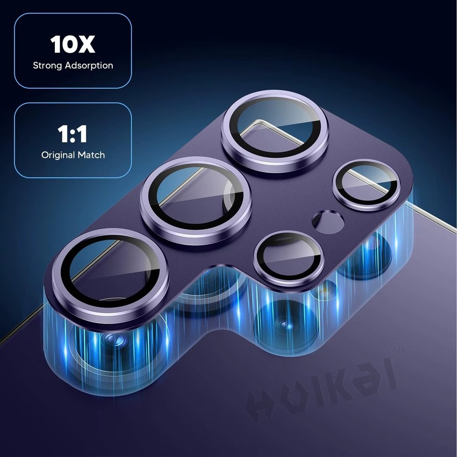 2 Stück Kameraobjektivschutz für Samsung Galaxy S26 Ultra S25 Plus S24 aus gehärtetem Glas mit Metallrahmen in Purple, Kratzfestes Kameraabdeckungs-Set - Bild 2