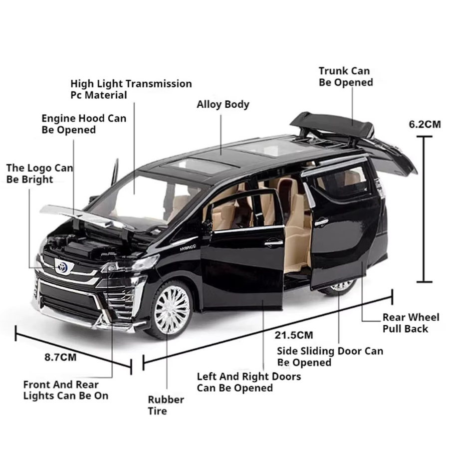 MAKEDA Alphard Vellfire Modellauto, 1:24, Metall, Licht und Ton, Türen geöffnet - Bild 4